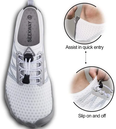 Vista 5 de SEEKWAY - Zapatos de agua unisex para adultos tipo calcetín de secado rápido sensación de pie descalzo para playa natación río piscina lago