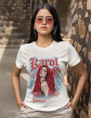 Vista 2 de Reggaetón Hip Hop Karol Bebecita Air Brush G - Camiseta estilo vintage Blanco