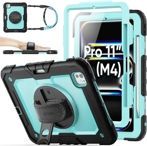 Vista 34 de SEYMAC stock Funda protectora para iPad Air de 11 pulgadas M3 2025/M2 2024 (Air 7ª/6ª generación), funda resistente con protector de pantalla