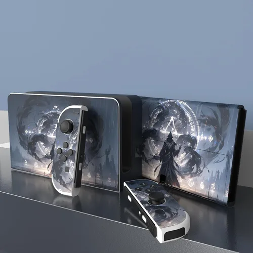 Vista 3 de PlayVital Juego completo de calcomanías protectoras para el modelo OLED de Nintendo Switch, calcomanías de vinilo personalizadas para consola Switch