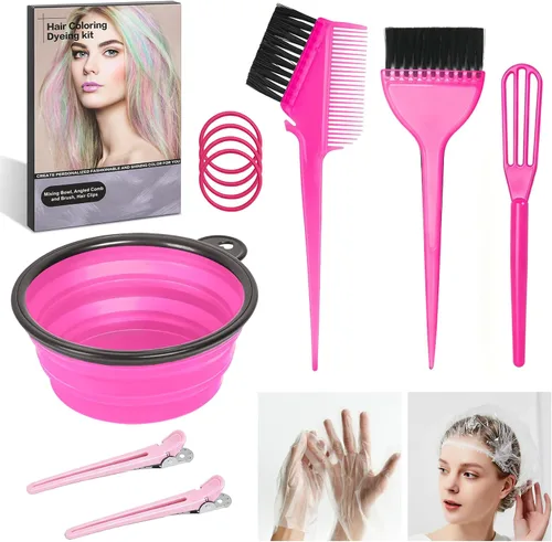 Vista 12 de ROOHUA Kit de tinte para el cabello de 8 piezas con cepillo, herramientas Negro