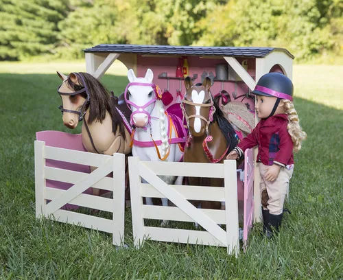 Vista 6 de Muñeca Our Generation de Battat - Lily Anna de 18 pulgadas, Deluxe, con caballo para montar, jinete ecuestre, articulable, con libro y accesorios
