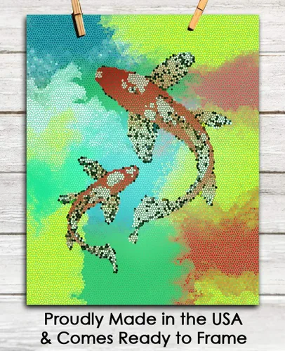 Vista 6 de Buzz Unplugged Koi Fish Abstract Wall Art: Minimalist, Aesthetic & Boho Wall Art for Home, Office, Bedroom & Living Room Decor - Unframed Posters