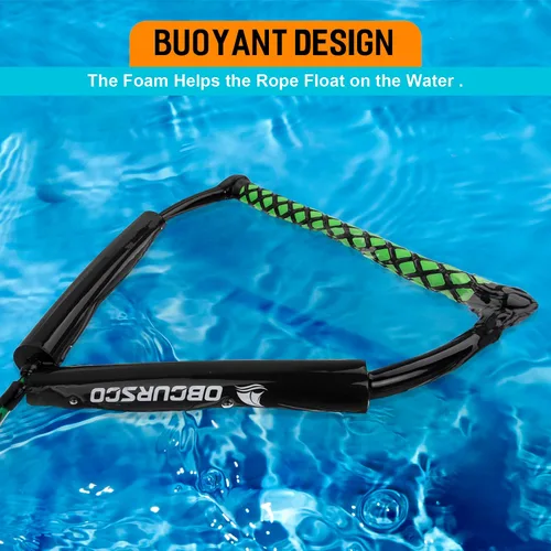 Vista 6 de Obcursco Cuerda Wakeboard, línea de deportes acuáticos con mango EVA. Ideal para esquí acuático, wakeboard, rodillera
