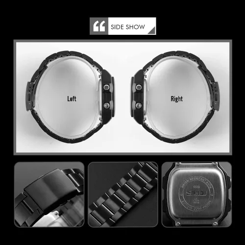 Vista 7 de Reginald Relojes para hombre Moda Trend Gold Multifunción Impermeable Reloj LED Digital Cronógrafo Acero Inoxidable Cuadrado Relojes