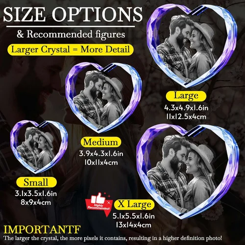 Vista 6 de Foto de cristal 3D, regalos personalizados para mujeres, mamá, papá, pareja, ella, regalo personalizado con tu propia foto, imagen de vidrio grabada