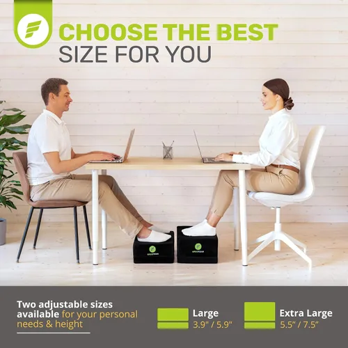Vista 6 de ErgoFoam Reposapiés XL para debajo del escritorio en el trabajo para taburetes y sillas altas, respaldado por quiropráctico, reposapiés ajustable 2