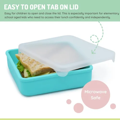 Vista 2 de melii Recipiente de silicona reutilizable para sándwiches Almacenamiento de alimentos resistente a fugas con tapa fácil de abrir, sin BPA, apto