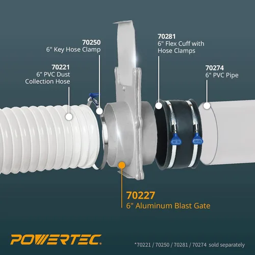 Vista 5 de POWERTEC 70227 - Puerta de explosión de 6 pulgadas para colector de polvo, accesorios de recolección de polvo, paquete de 1