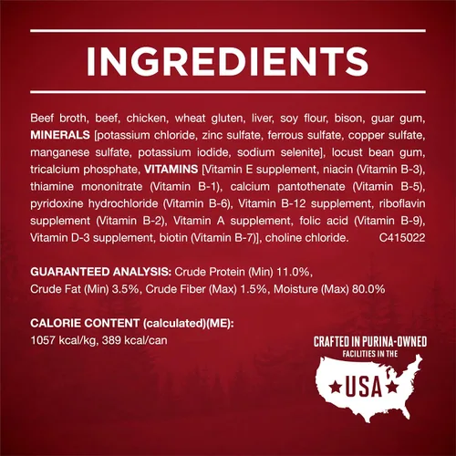 Vista 4 de Purina ONE Alimento húmedo para perros High Protein True Instinct Tender Cuts en salsa de comida para perros con carne de res real y bisonte, latas