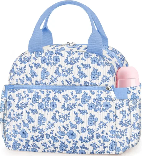 Vista 13 de KUBYA Lonchera de Pana Bolsa de Almuerzo para Mujeres y Hombres, Linda Fresa Pequeña Aislada Reutilizable Trabajo A Prueba de Fugas Simple Loncheras