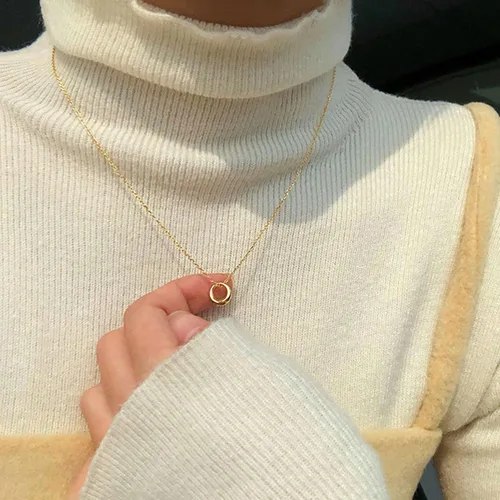 Vista 3 de LLWOM Collar de oro para mujer, collar de estrella de David con circonita cúbica chapada en oro de 14 quilates, collar contra el mal de ojo, collar