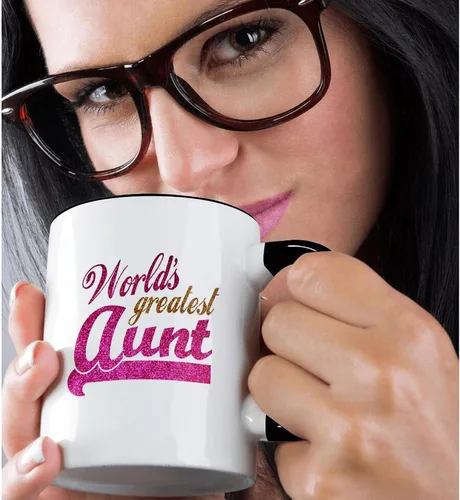 Vista 2 de 3dRose Worlds Greatest Aunt - Taza de 11 onzas, color negro
