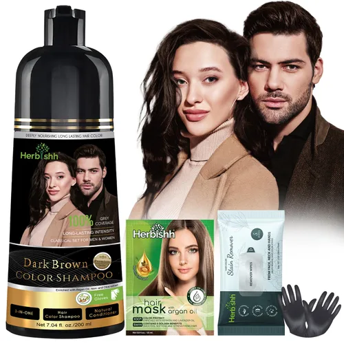 Vista 16 de Herbishh Champú Color Cabello Negro 6.8 fl oz+ Aceite Cabello 1 fl oz+ Aceite de argán y negro