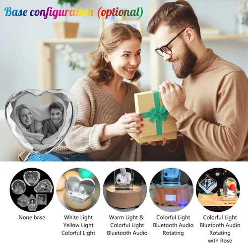Vista 6 de Cubo de fotos de cristal personalizado, grabado 2D/3D opcional, regalos de cristal personalizados con tu propia foto, día de San Valentín