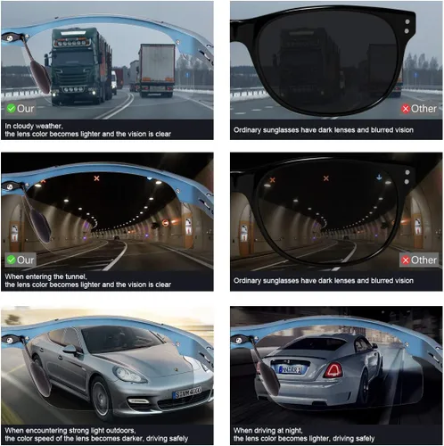 Vista 6 de Gafas de sol polarizadas fotocrómicas para hombre, gafas de seguridad fotocrómicas para mujeres, gafas de visión nocturna, UV400, deportes al aire