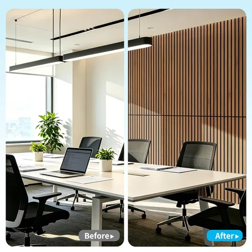 Vista 9 de Art3d Panel de pared con diseño de listones de madera acústica de 47 x 23.6 Castaño