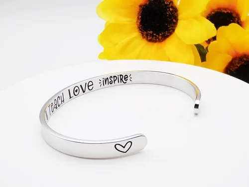 Vista 29 de Pulseras inspiradoras para mujer, joyería de acero inoxidable, con refranes, pulsera motivacional con mensaje oculto, pulseras grabadas para mejor