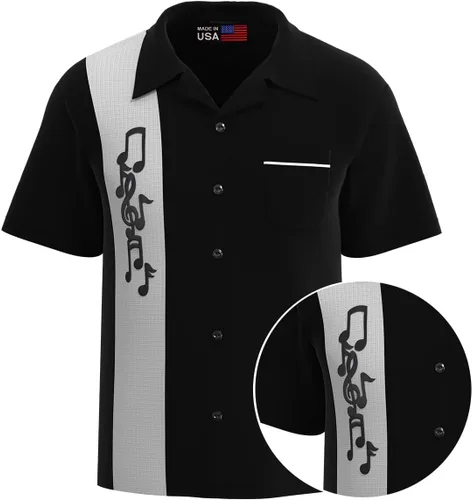 Vista 4 de Camiseta negra con nota musical de músicos Jazz, Blues, años 50