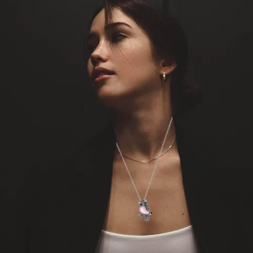 Vista 2 de MAIBAOTA Collares de búho para mujeres y hombres, collar con colgante de piedra de cristal curativa, regalos de Navidad para mujeres, joyas