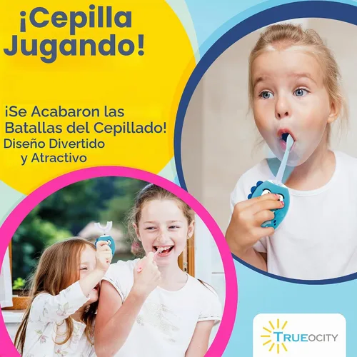 Vista 6 de Trueocity Cepillo de Dientes Eléctrico Automático en Forma de U para Niños, Cepillo de Dientes Automático Recargable para Niños Pequeños Cabezal