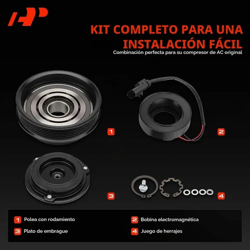 Vista 3 de Kit de embrague de compresor de A/C de A-Premium compatible con Dodge Charger 2006-2010, Challenger 2008-2010, Magnum 2005-2008 y Chrysler 300