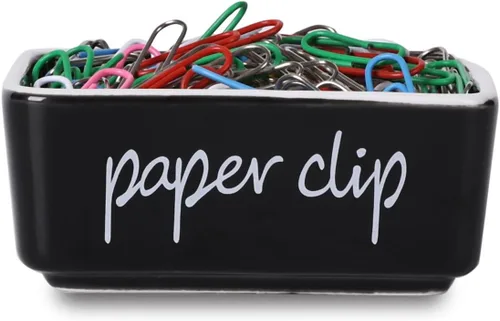 Vista 9 de ONTUBE Soportes de clip de papel de cerámica para escritorio, 3.3 pulgadas, color negro