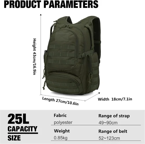 Vista 2 de Mardingtop - Mochilas tácticas Molle (Equipo modular de transporte de carga ligera), estilo militar, de 25 litros, para senderismo, acampar, viaje