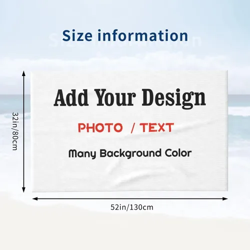 Vista 2 de Toalla de playa personalizada con tu foto/texto para adultos, adolescentes, mujeres, hombres, niños, niñas, toallas de microfibra suave y absorbente