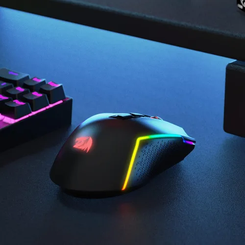 Vista 8 de Redragon M693 Mouse inalámbrico Bluetooth para juegos, 8000 DPI con conexión de 3 modos, BT y 2.4G inalámbrico, 7 botones macro, capacidad