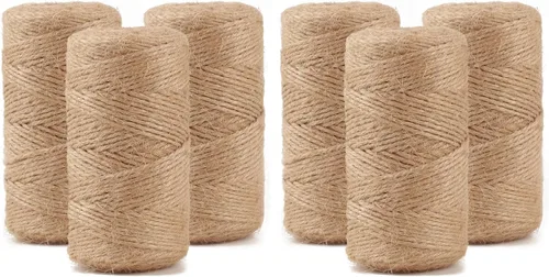 Vista 9 de Cordel de yute natural de 984 pies, cinta fina de cáñamo de 3 capas para jardinería, plantas, envoltura de regalos, arte, decoración de boda
