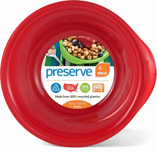 Vista 9 de Preserve Juego de 6 cuencos sin BPA para uso diario, hechos de plástico reciclado en los Estados Unidos, color azul medianoche