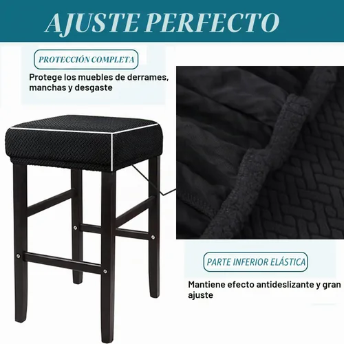 Vista 4 de HFCNMY Fundas para Taburete Rectangulares, Paquete de 4 Fundas Elásticas Rectangulares para Taburete de Bar Fundas para Taburete de Tocador Jacquard