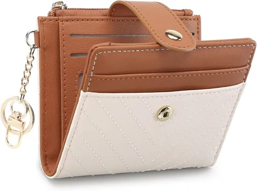 Vista 9 de GAEKEAO Billetera delgada para mujer, tarjetero con bloqueo RFID, billetera plegable con bolsillo para monedas con cremallera, ventana