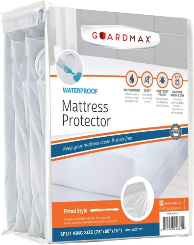 Vista 28 de Guardmax Protector de colchón de punto tamaño California King, impermeable y a prueba de ácaros con bolsillos elásticos, suave, cómodo y silencioso