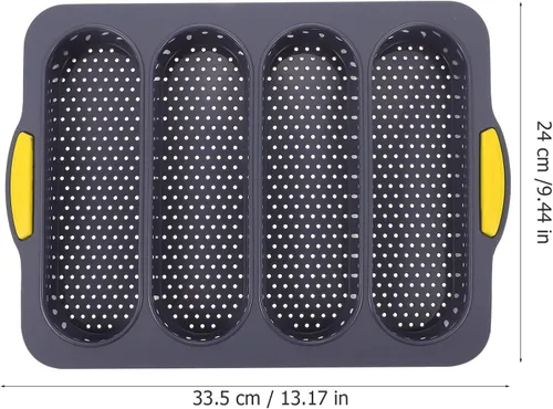 Vista 7 de Molde de silicona para baguette de 4 ondas, antiadherente, para pan francés, molde para hornear, moldes de silicona perforados, bandeja para hornear