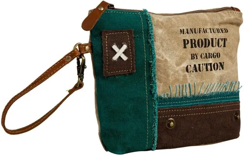Vista 2 de Bolso de cuero occidental para mujer - Bolso de mano de lona reciclada