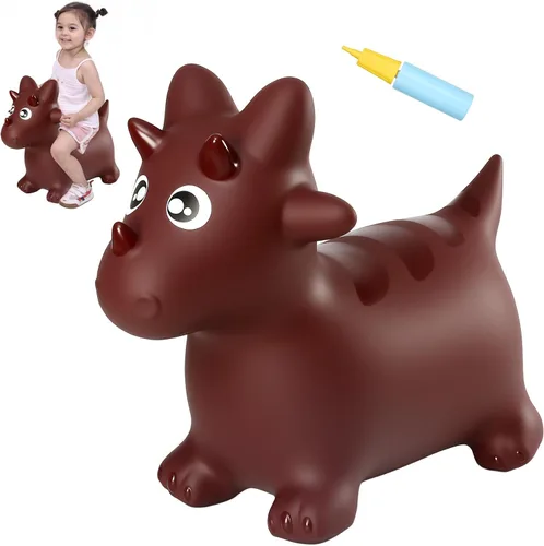 Vista 8 de INPANY Caballo hinchable, juguetes de tolva de dinosaurio, animal que rebota para niños, decoraciones de fiesta de dinosaurios, inflable para niños