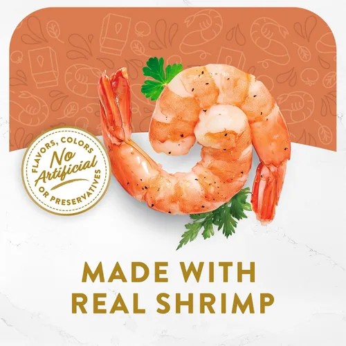 Vista 3 de Purina Fancy Feast Lickable - Aderezo en caldo de alimento húmedo para gatos con crema de mariscos y camarones (paquete de 16 unidades) bolsitas