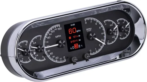 Vista 2 de Dakota Digital Kit de sistema de manómetros analógicos ovalados empotrables universales negro HDX-2018-K