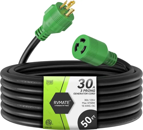 Vista 14 de RVMATE Cable de extensión para generador de 3 clavijas y 30 amperios, 10 pies, NEMA L5-30P/L5-30R 125V SJTW Jacket