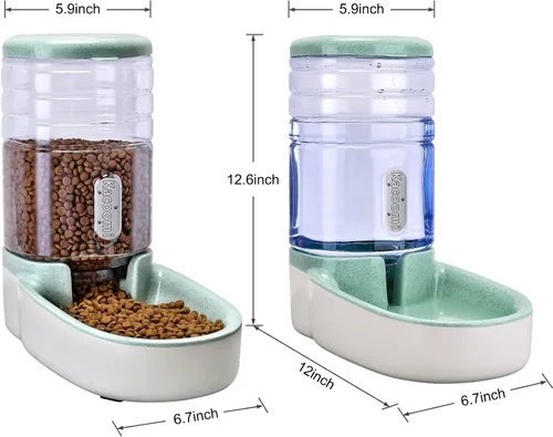 Vista 4 de Kacoomi Alimentador Automático para Perros y Gatos y Dispensador de Agua, Conjunto de Alimentador por Gravedad y Dispensador de Agua con Cuenco
