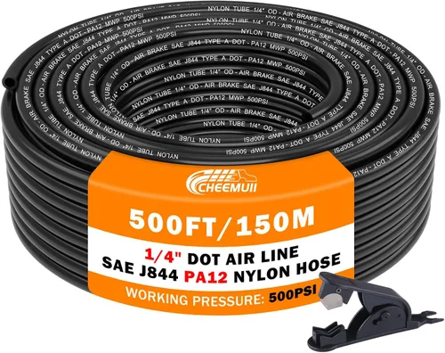 Vista 8 de CheeMuii 30 pies 1/4 línea de aire DOT 1/4" PA12 tubo neumático de nylon 9.1 metros 1/4 pulgada OD tubo de aire neumático tubo de línea de aire