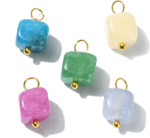 Vista 8 de Ipotkitt 100 dijes de chakras de piedra teñida de dolomita natural de colores mixtos para hacer joyas, collares, aretes