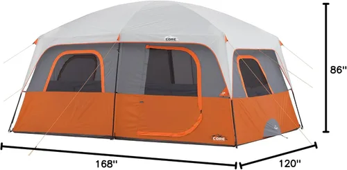 Vista 9 de CORE Tienda de campaña para camping familiar 10 personas/11 personas/12 personas grandes para múltiples habitaciones, tiendas de campaña