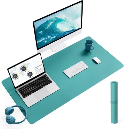 Vista 57 de YSAGi Alfombrilla de Escritorio de Cuero Antideslizante, Alfombrilla de Teclado para Escritorio de Computadora Portátil Impermeable, Protector