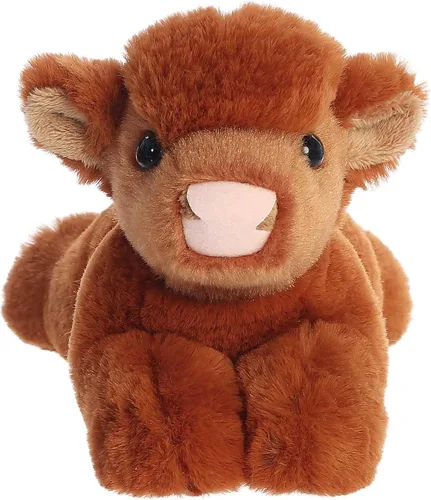 Vista 2 de Aurora® Adorable Mini Flopsie™ Highland - Animal de peluche de ternero de vaca de las tierras altas, facilidad lúdica, compañeros atemporales