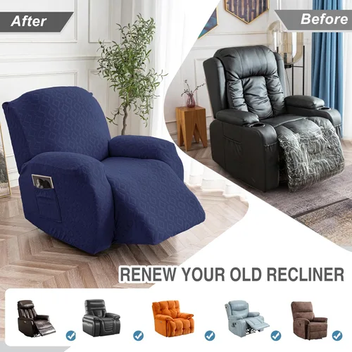 Vista 134 de Gennia Funda Impermeable para Silla Reclinable, Fundas Elásticas para Sofá Reclinable con Bolsillos, Fundas Lavables para Silla Reclinable Lazy Boy
