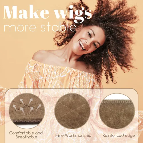 Vista 4 de Agarre de peluca para mujer, diadema de terciopelo antideslizante, marrón, 4