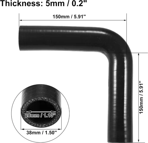 Vista 3 de X AUTOHAUX 1.102 in 1.10 "ID 90 grados codo silicona reductor manguera curva Turbo agua intercooler negro Elbow pipe bend, Turbo water intercooler